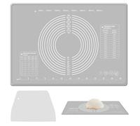 Extra Épais Tapis Patisserie 70 x 50 cm, 4mm Avec Grattoir Tapis Silicone Anti-Adhésif et Antidérapant Tapis à Patisserie Reutilisable Tapis de Pétrissage Avec Mesures, pour Pizza Biscuit Pâte