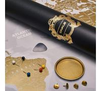 Extra Grand de Carte du Monde à Gratter - Carte du Monde à Gratter - Cadeau Mappemonde pour les Voyages - Tous les Accessoires - Scratch off World Map