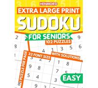 Extra Large Print Sudoku for Seniors Easy: 102 Simple Puzzles, One per Page with Big Fonts for Less Strain on the Eyes Experience, Full Solutions Included