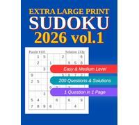 Extra Large Print Sudoku Puzzle Book for Adults volume 1: 200 Easy-to-Read One-Puzzle-Per-Page Sudoku Puzzles in Giant Print for Seniors and Low Vision Players - 8.5 x 11 Inches