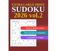 Extra Large Print Sudoku Puzzle Book for Adults volume 2: 200 Easy-to-Read One-Puzzle-Per-Page Sudoku Puzzles in Giant Print for Seniors and Low Vision Players - 8.5 x 11 Inches
