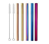 Extra Large réutilisables arc-en-ciel Boba Smoothie Pailles en acier inoxydable 12 mm Jumbo Metal Bubble Tee