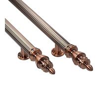 Extra Long Push Pull Door Handle for Commercial Public Gates,Crown Style Door Handle Hardware Set Retro Red Copper Color, 1.5in Wide Pole, Stainless Steel(120cm/47 1/4"-80cm)