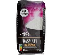 EXTRA - Riz Basmati Penjab CARREFOUR | Savoureux et parfumé | Idéal pour vos plats asiatiques | le paquet d'1Kg | LOT DE 3