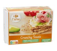 EXTRA - Tartines Croustillantes Seigle Complet Sésame CARREFOUR | Onctueuses et croquantes | Idéales pour le petit-déjeuner | le paquet de 250g | LOT DE 4