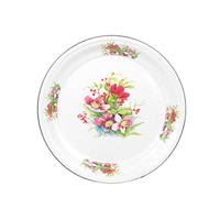Extra-thick 30cm X 36cm Enamel Tea Tray Large Round Serving Platter Enamel Fruit Bowl Dishx(30cm-C)