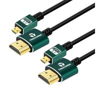 Extra Thin Micro HDMI to HDMI Cable 2 m Pack of 2,Ultra Extremely Flexible Thin Micro HDMI Cable Supports 3D/4K@60Hz/18Gbps/1080P for GoPro Raspberry Pi 4