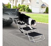 Extra Wide Foldable Dog Car Steps for Large Dogs, Portable Folding Pet Stair Ramp with Non-Slip Rug Surface，Lightweight Dog Ramps for Cars and SUV,Truck, Dog Car Stairs for Large Dogs Up to 115kg