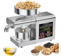 Extracteur automatique de presse à huile pour noix et graines, 1100 W en acier inoxydable avec double presse chaud/froid, haut rendement et rendement