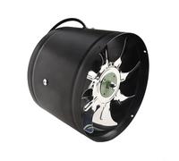 Extracteur d'air en ligne 180 mm, ventilation par conduit, désenfumage, débit d'air élevé 1 050 m³/h, fonctionnement silencieux, pales métalliques (noir)