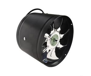 Extracteur d'air en ligne 180 mm, ventilation par conduit, désenfumage, débit d'air élevé 1 050 m³/h, fonctionnement silencieux, pales métalliques (noir)