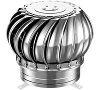 Extracteur de Fumées Rotatif Éolien, Ventilateur de Cheminée en Acier Inoxydable 304, Résistant à la Pluie et à la Rouille, Aération Efficace Sans Électricité, Pour Toit, Entrepôt (Argent,150mm)