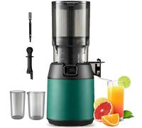 Extracteur de jus à froid, goulotte de 130 mm pour fruits et légumes entiers, capacité de 1,8 L, rendement en jus ≥ 98%, avec 2 gobelets pour des boissons saines (vert).