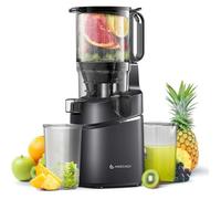 AMZCHEF Extracteur de jus automatique Vos mains libres, Ouverture de 145mm capacité de 1,8L Extracteur de jus de fruits et légumes entiers Extracteur jus lent de 250W avec triple filtre (Noir Profond)