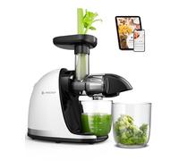 Extracteur de Jus AMZCHEF - Extracteur de Juits Lent Silencieux avec Fonction Inversée pour Fruits et Légumes | Inc. Pichet et Brosses de Nettoyage (150 W, Blanc)