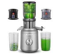 Extracteur de jus AOBOSI 250W-Extracteur de jus de fruits et légumes avec un diamètre de 103MM et 2 filtres sans métal-1.2L Extracteur jus avec 2 brevets et 40 minutes de protection thermique, Gris.