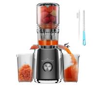 Extracteur de Jus de Fruits et Légumes,Ouverture de 128mm, Fonction de Mastication Inversée,Sans BPA avec 2 Tasses et Brosse