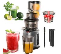 Extracteur de jus, machine à extraction par mastication, extracteur de jus à pression à froid 200 W avec goulotte d'alimentation de 75 mm, facile à nettoyer, fonction marche/arrêt, moteur si
