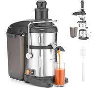 HENDI Centrifuge - extracteur de jus,idéal pour les fruits mous et durs et légumes, vitesse de rotation: 3000 tr/min, 490x280x510mm, Inox