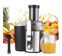 Extracteur de Jus Professionnel - Séparation Pulpe/Jus, 1000W, 2 Vitesses, Goulotte XXL 83mm, Design Inox Brossé