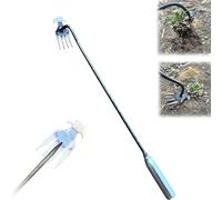 Extracteur de mauvaises herbes en acier au manganèse 4 dents 2 en 1 haute résistance pour l'enlèvement des plantations et l'entretien du jardin