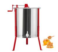Extracteur de miel manuel 4 cadres en acier inoxydable avec couvercle transparent, support réglable et poignée ergonomique pour apiculture
