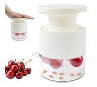 Extracteur de noyaux de cerises multifonction pour la cuisine, dénoyauteur de cerises avec récipient de récupération des noyaux, extracteur manuel pour confiture et préparation de gâteaux (blanc)