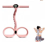 Extracteur de pédale Intelligent,Pédale 6 en 1 avec écran LCD et 6 Tubes de résistance pour tonifier Tout Le Corps, Bras, Jambes, Taille, Yoga | Équipement de Fitness Portable pour Femme (Rose)