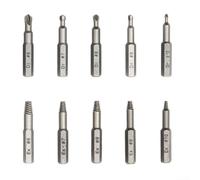 Extracteur de vis endommagé à tête cassée 4 mm + tige hexagonale de 635 mm avec retrait de taraud peint pour outils rouillés dénudés (6,35 mm)