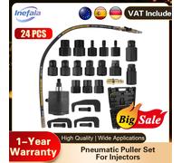 Extracteur d'injecteurs diesel pneumatique Inefala 24 pièces, outil de démontage d'injecteurs à vibrations d'air 5-8 bars avec 19 adaptateurs as show