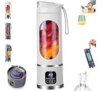 Extracteur-mixeur numérique multimode - Écran LED intelligent, Extracteur de jus portable 450 ml, Extracteur de jus personnel multimode, Blender compact idéal pour la maison et les (White)
