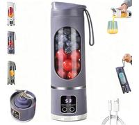 Extracteur-mixeur numérique multimode - Écran LED intelligent, Extracteur de jus portable 450 ml, Extracteur de jus personnel multimode, Blender compact idéal pour la maison et les (Purple)