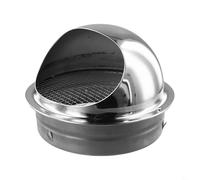 Extracteur mural rond en acier inoxydable chromé pour salle de bain avec grille anti-courants d'air et joint nasal pour ventilateurs pour extracteurs extérieurs de cuisine (200 mm)