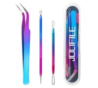 Extracteur Point Noir,JOLIFILE Kit de Points Noir,Pince Tire comédon de Point Noir Nez,Blackhead Remover-3Pièces