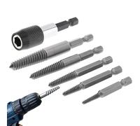 Extracteur vis abîmée - Lot dévissage tête fendue | Kit 6 pièces, queue hexagonale, retire boulon endommagé, pour visserie 1/8 à 3/4 pouce, inclus mèches acier