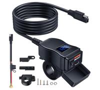 EXTRACTME Chargeur USB pour moto, double USB de type C PD et charge rapide 3.0 avec voltmètre et interrupteur marche/arrêt, accessoires de moto étanches pour tous les téléphones, tablettes, GPS
