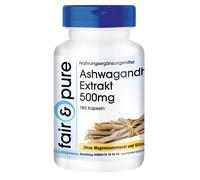 Fair & Pure® - Ashwagandha 500mg - extra fort - standardisé à 5% withanolide - végan - extrait de Ginseng Indien (Withania Somnifera) - naturel - 180 gélules pendant 3 mois