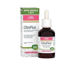 Extrait de pépins de pamplemousse bio CITROPLUS 800mg + 25% GRATUIT (125 ml) - GSE - Défenses naturelles