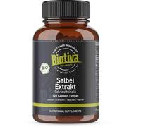 Extrait de sauge bio 120 capsules - Salvia - 400mg - Végan - Sans agent de séparation - Conditionné et contrôlé en Allemagne - Biotiva