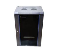 Extralink szafa wisz 19\" 15U 450mm d szklane czarna Rack monté sur le mur Noir