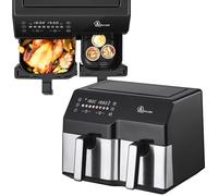 Extralink Air Fryer 2 Compartiments 10L 2500W Friteuse Sans Huile LED | Friteuse sans huile a deux compartiments, ecran tactile LED, de 80 a 200 degres et tiroirs compatibles lave-vaisselle