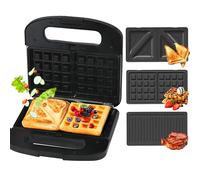 Extralink Appareil à croque-monsieur 3 en 1 - Grille-pain et gaufrier avec plaques interchangeables - 1000 W - Revêtement antiadhésif - Nettoyage facile - Appareil à croque-monsieur - Gaufrier