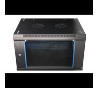 Extralink Armoire Rack Murale 6U 600x450mm Noire, Porte Verre Trempé, Acier Laminé à Froid, Charge Max 60kg, Rails 19'', Profondeur 450mm