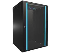 Extralink Baie de Brassage 19 Pouces 18U - Armoire réseau 450mm de Profondeur pour Montage Mural ou au Sol, Charge admissible 100kg, Porte en Verre trempé, Ouverture Frontale et arrière, Noir