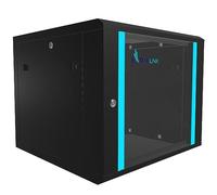 Extralink Baie de Brassage 19 Pouces 9U Armoire Murale 600 mm 60 kg Noir | Baie informatique à porte en verre trempé verrouillable, parois latérales amovibles, emplacements ventilateurs, passe-câbles