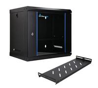 Extralink Baie de Brassage 19 Pouces 9U - Armoire réseau 400mm de Profondeur pour Montage Mural ou au Sol - Etagère Incluse - Charge admissible 60kg, Ouverture Frontale et arrière, Noir