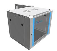 Extralink Baie de Brassage 19 Pouces 9U - Armoire réseau 600mm de Profondeur pour Montage Mural ou au Sol, Charge admissible 60kg, Porte en Verre trempé, Ouverture Frontale et arrière, Gris