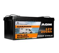 Extralink Batterie AGM 12V 200Ah - Batterie Decharge Lente sans Entretien, Anti-Fuite, Deep Cycle - Batterie Solaire, Camping-Car, UPS, Système Autonome, Alimentation de Secours