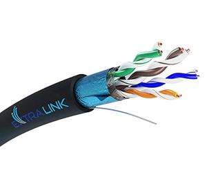 EXTRALINK Câble réseau extérieur CAT5E Câble FTP (F/UTP) Câble Ethernet Blindé 305M 24AWG, Câble réseau extérieur Paire torsadée, Câble Rj45 Cuivre, Couverture extérieure PE, Fast/Gigabit Ethernet