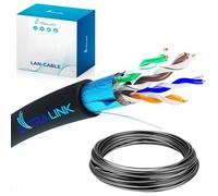 EXTRALINK Câble réseau extérieur CAT5E Câble FTP (F/UTP) Câble Ethernet blindé 50M 24AWG, Câble réseau externe Couple tressé, Câble Rj45 Cuivre, Revêtement extérieur PE, Fast/Gigabit Ethernet